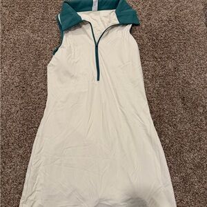 GoldHinge cream and teal dress with shorts